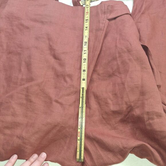 Free Label Sz 2XL 100% Linen Reese Wrap Pants Tie Waist Wide Leg Rust Orange - Picture 8 of 9